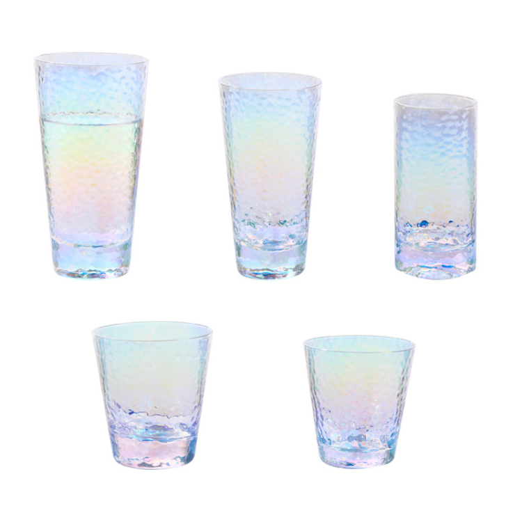 Rainbow Color Transparent Thick Bottom Glass Beer Mug 
