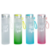 480ml Portable Gradient Color Slim Frosted Glass Water Bottle 