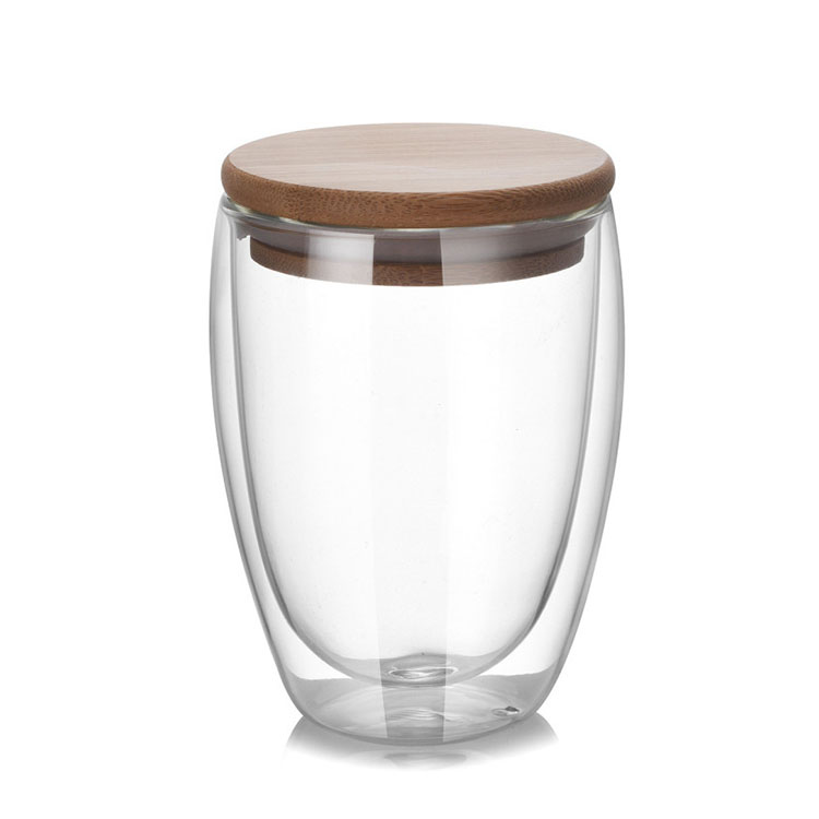Double Wall Transparent Clear Egg Shaped Glass Coffee Cup