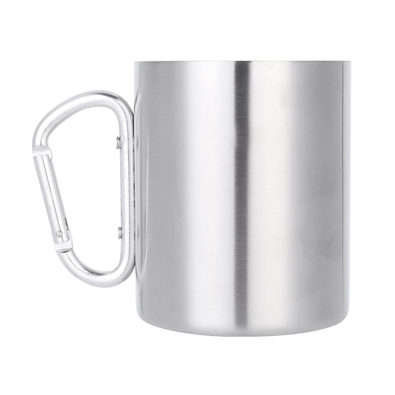 330ml Carabiner Mug Double Wall Travel Mug with Handle 304 Stainless Steel Camping Mug