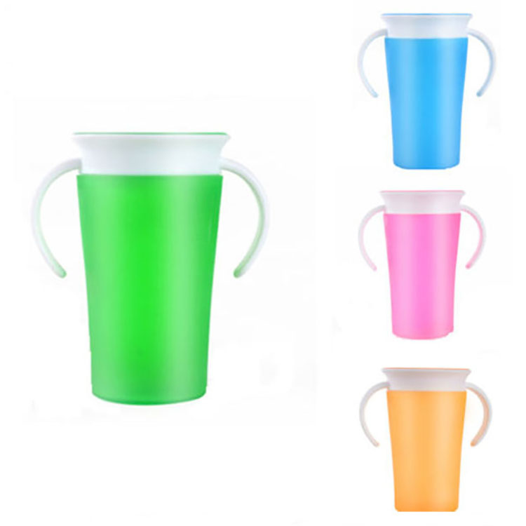 260ml 360 Degrees Rotated Double Handle Baby Sippy Drinking Cup