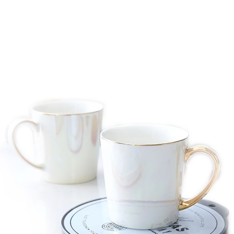 400ml Gift Packaging Durable Porcelain Gold Rimmed Ceramic Coffee Mugs