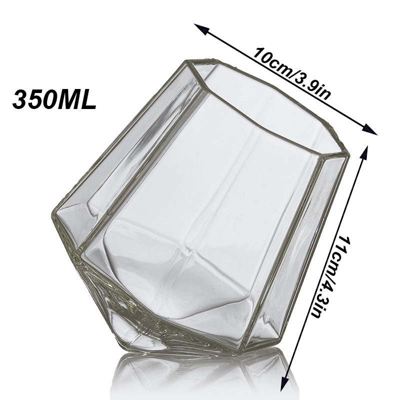 350ml Handmade Diamond Shaped Crystal Transparent Glass Wine Cup