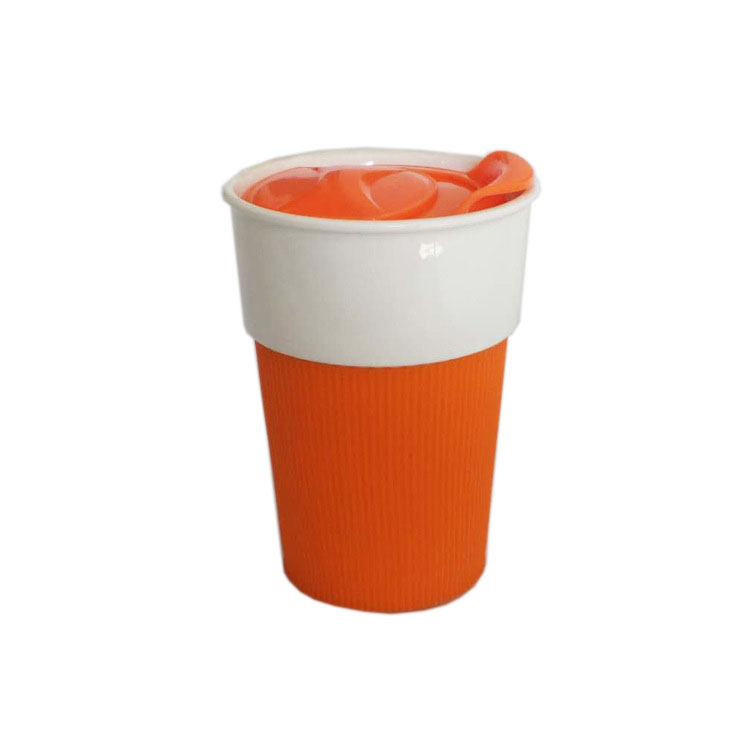 380ml Bone China Personalised Ceramic Coffee Mugs Take Away Mugs with Plastic Lid 
