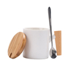 360ml New Design Ceramic Coffee Mug with Wooden Lid And Metal Spoon