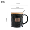 400ml Nordic Style Large Capacity Plain Ceramic Coffee Mugs with Wooden Lid And Spoon 