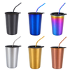 500ml New style Stainless Steel thermos cup Travel mental mug with lid and straw