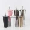 500ml Hot Sale Double Wall Stainless Steel Coffee Cup with Straw